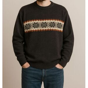 Vintage Knights Bridge Fair Isle Sweater L Soft Black Winter Dadcore Classic